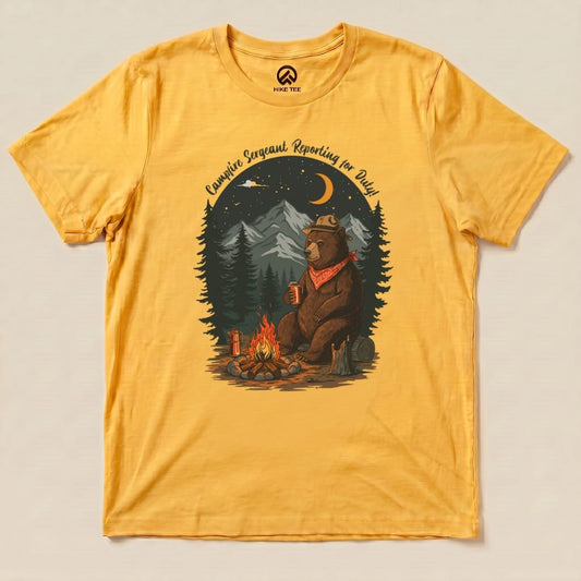 Campfire Sergeant Bear Shirt Hike Tee T-Shirt Gold / S