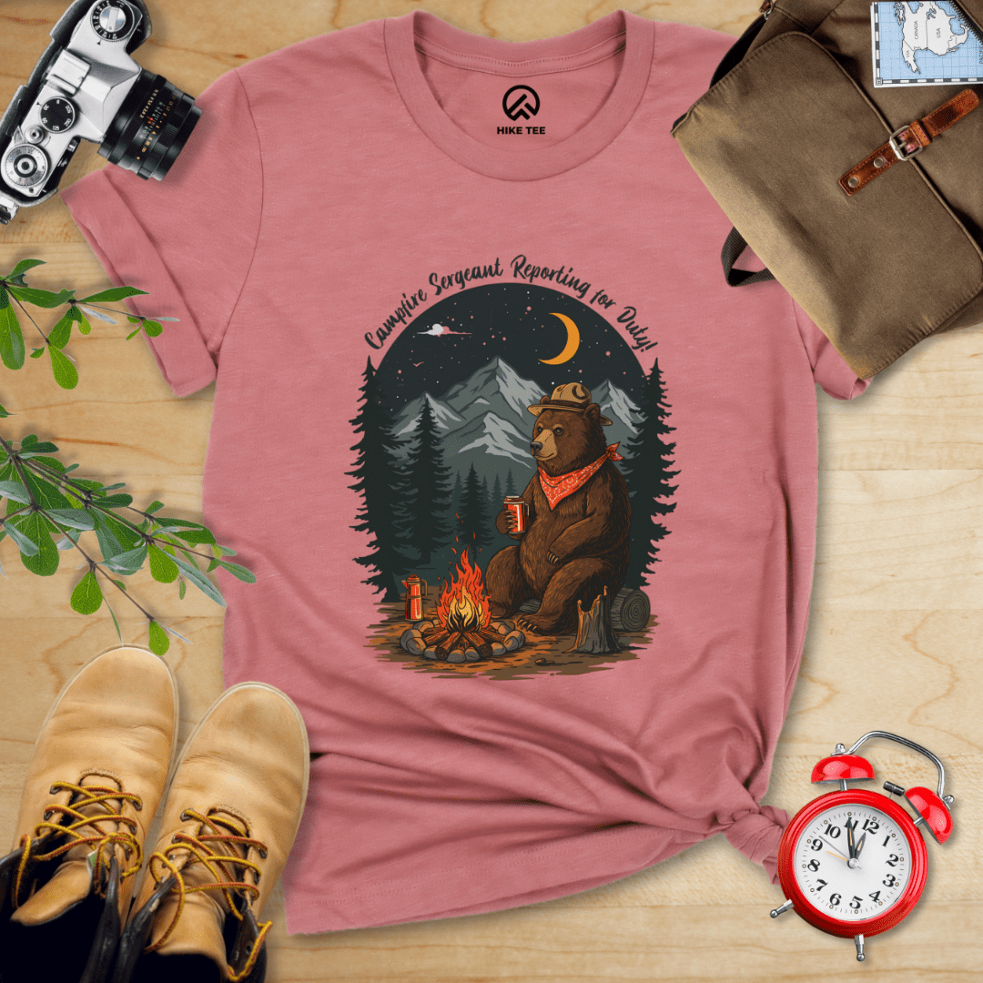 Hike Tee T-Shirt Heather Mauve / S Campfire Sergeant Bear Shirt