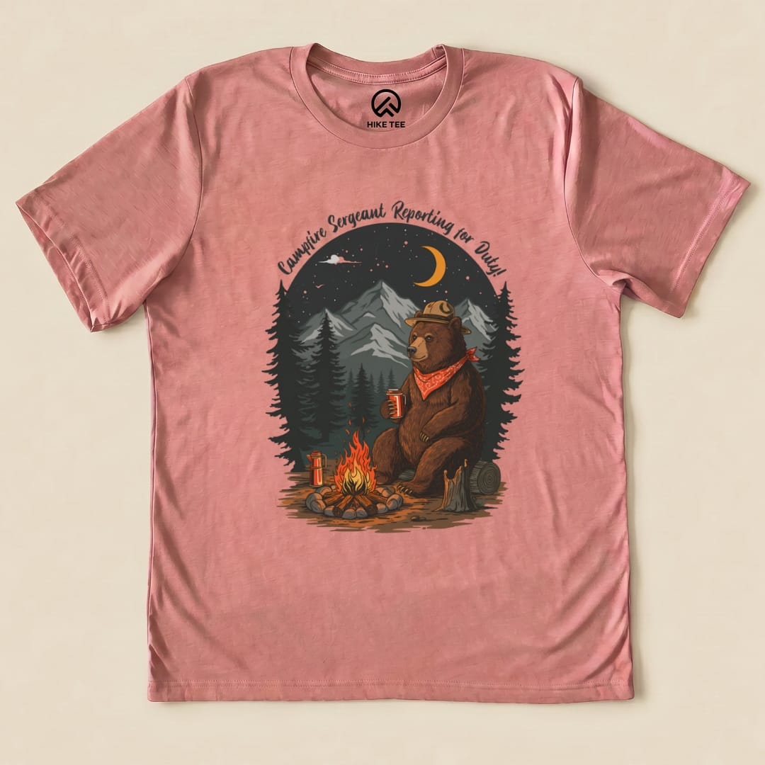 Campfire Sergeant Bear Shirt Hike Tee T-Shirt Heather Mauve / S