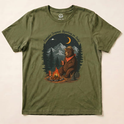 Campfire Sergeant Bear Shirt Hike Tee T-Shirt Military Green / S