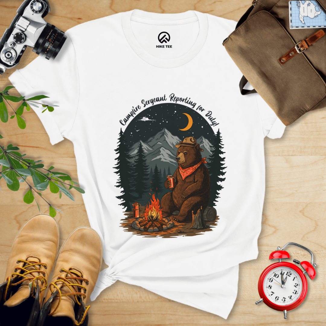 Hike Tee T-Shirt White / S Campfire Sergeant Bear Shirt