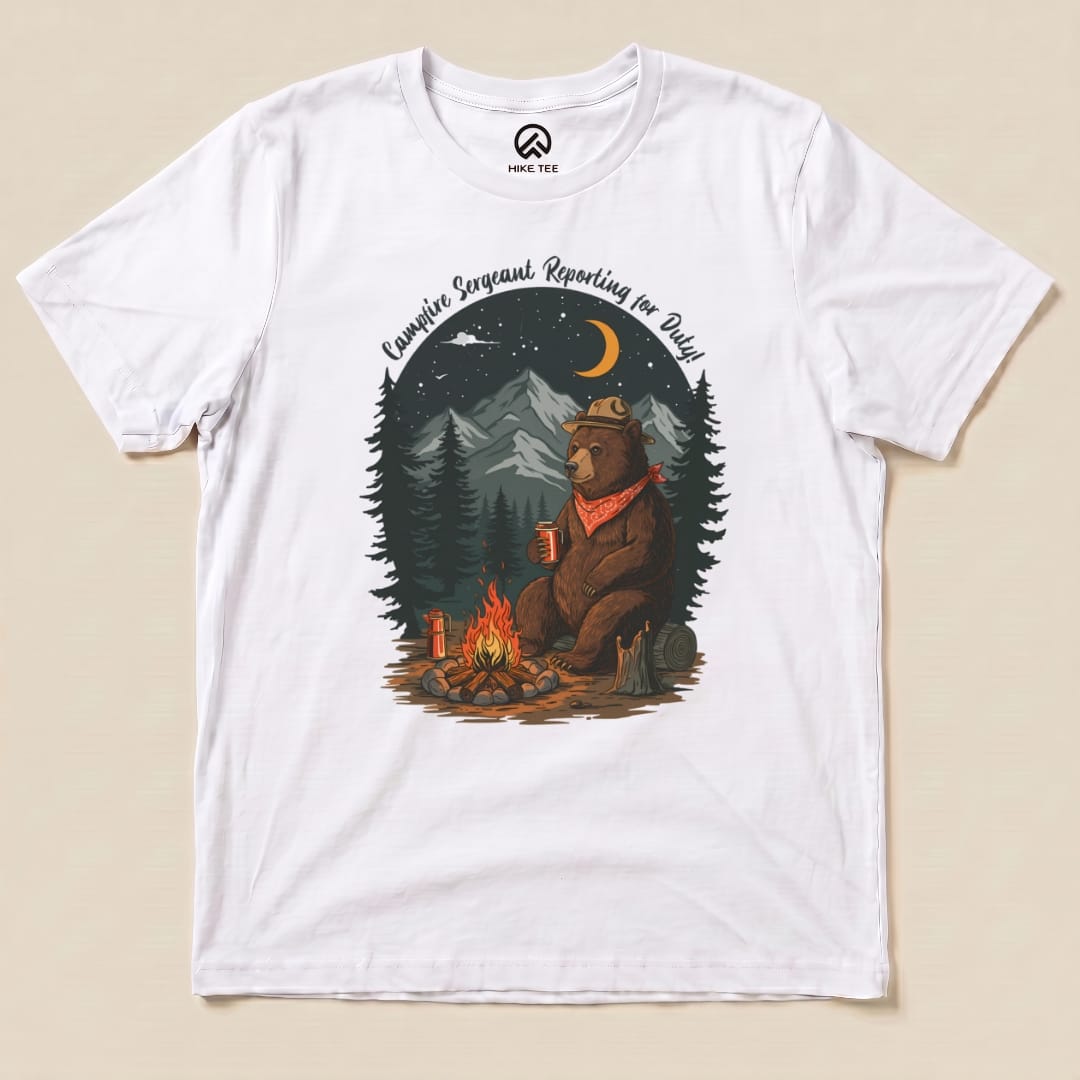 Campfire Sergeant Bear Shirt Hike Tee T-Shirt White / S