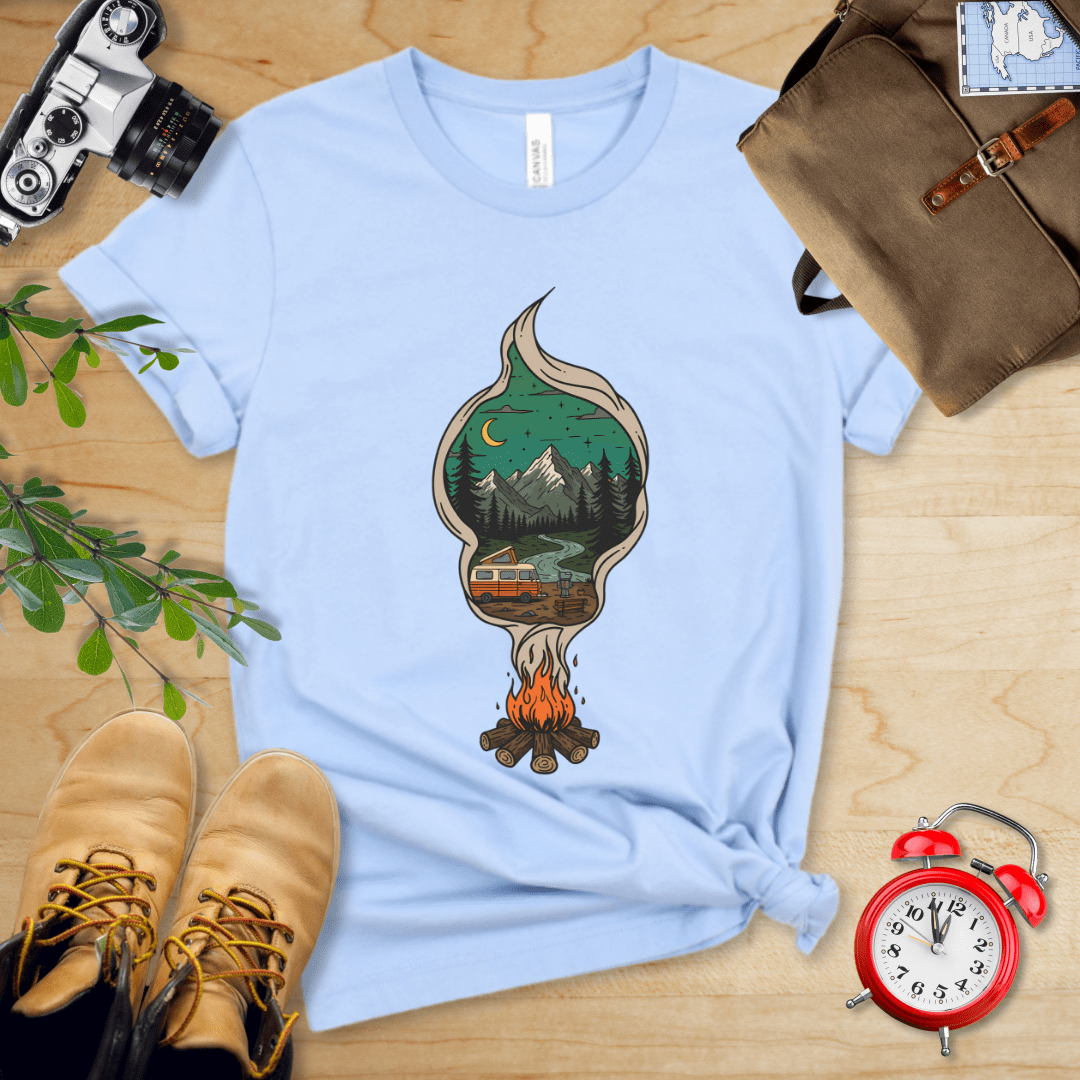 Hike Tee T-Shirt Baby Blue / S Campfire Smoke Shirt