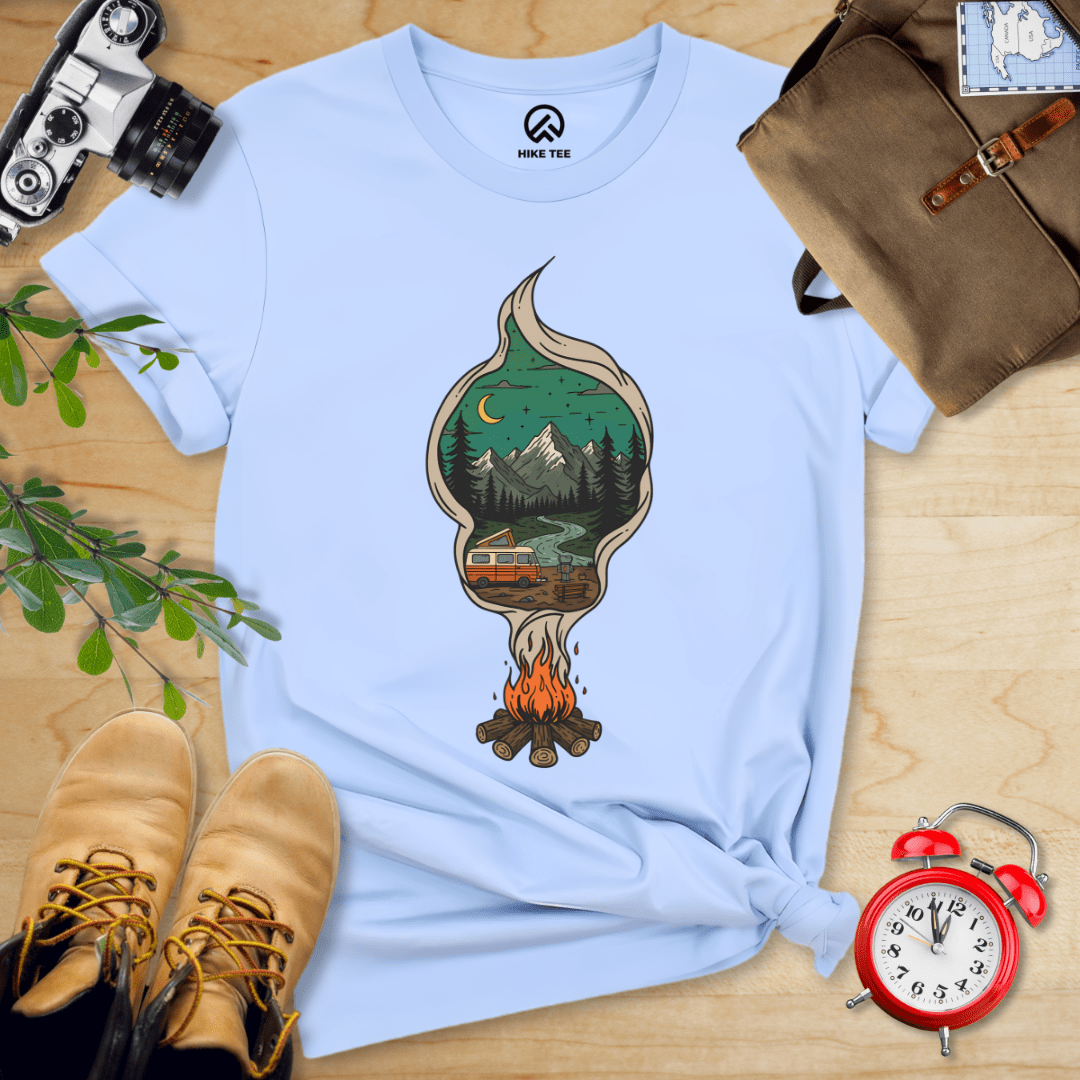 Hike Tee T-Shirt Baby Blue / S Campfire Smoke Shirt