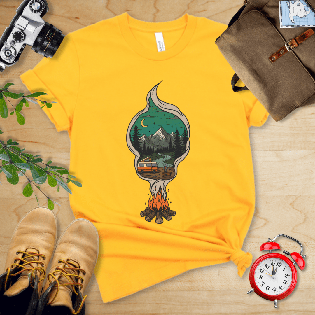 Hike Tee T-Shirt Gold / S Campfire Smoke Shirt