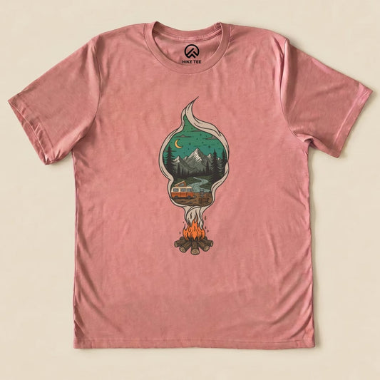 Campfire Smoke Shirt Hike Tee T-Shirt Heather Mauve / S