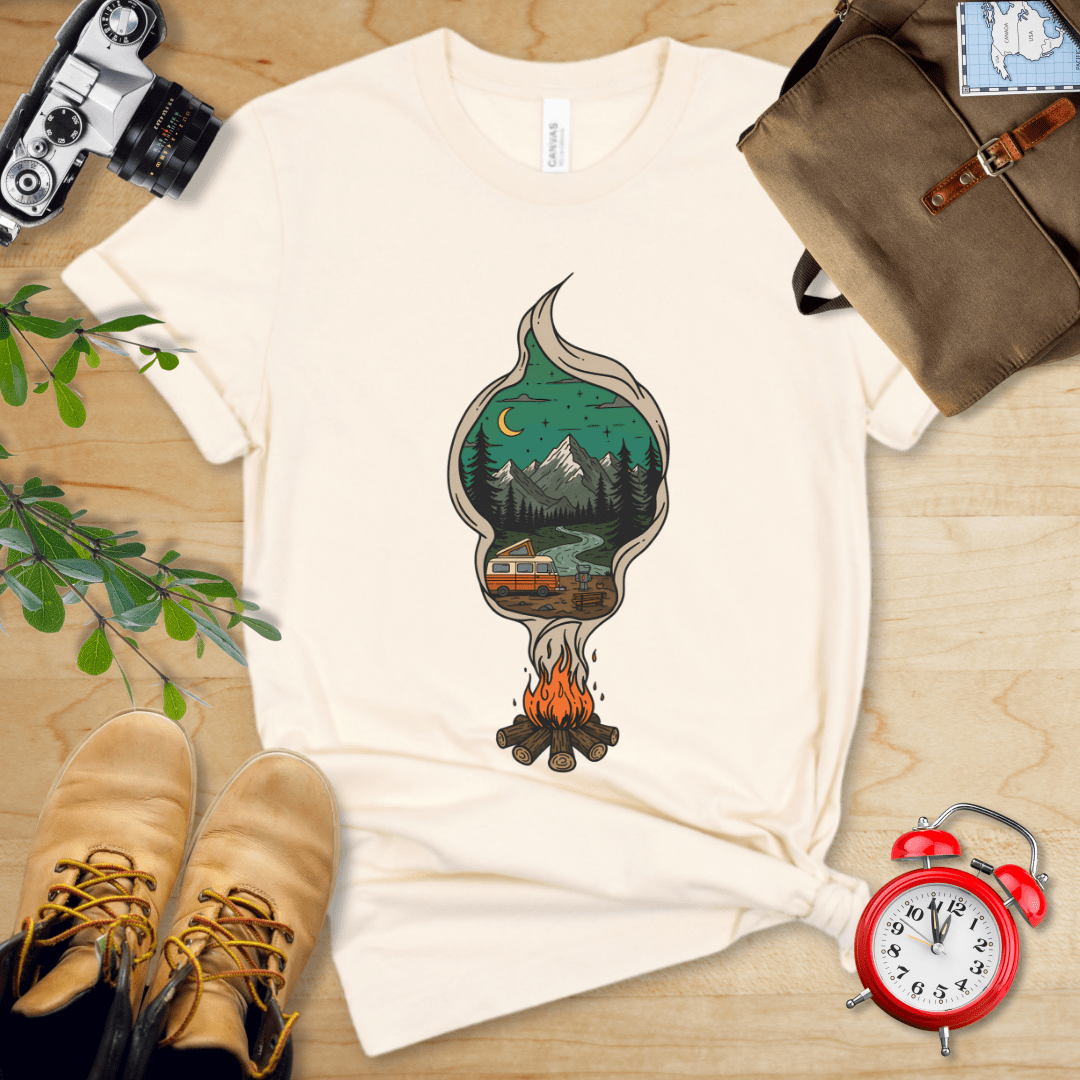 Hike Tee T-Shirt Natural / S Campfire Smoke Shirt