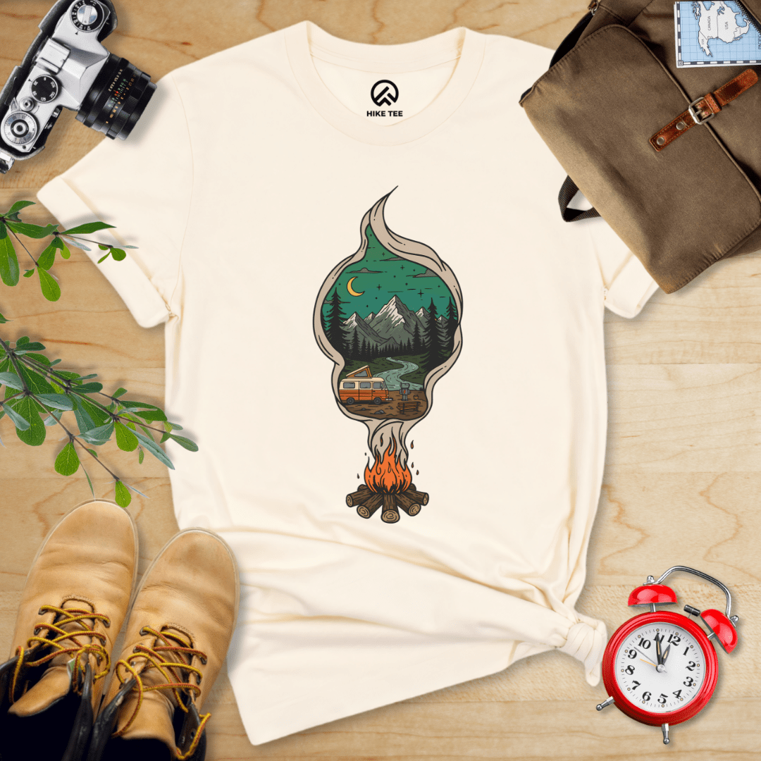 Hike Tee T-Shirt Natural / S Campfire Smoke Shirt