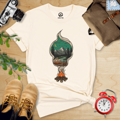 Hike Tee T-Shirt Natural / S Campfire Smoke Shirt