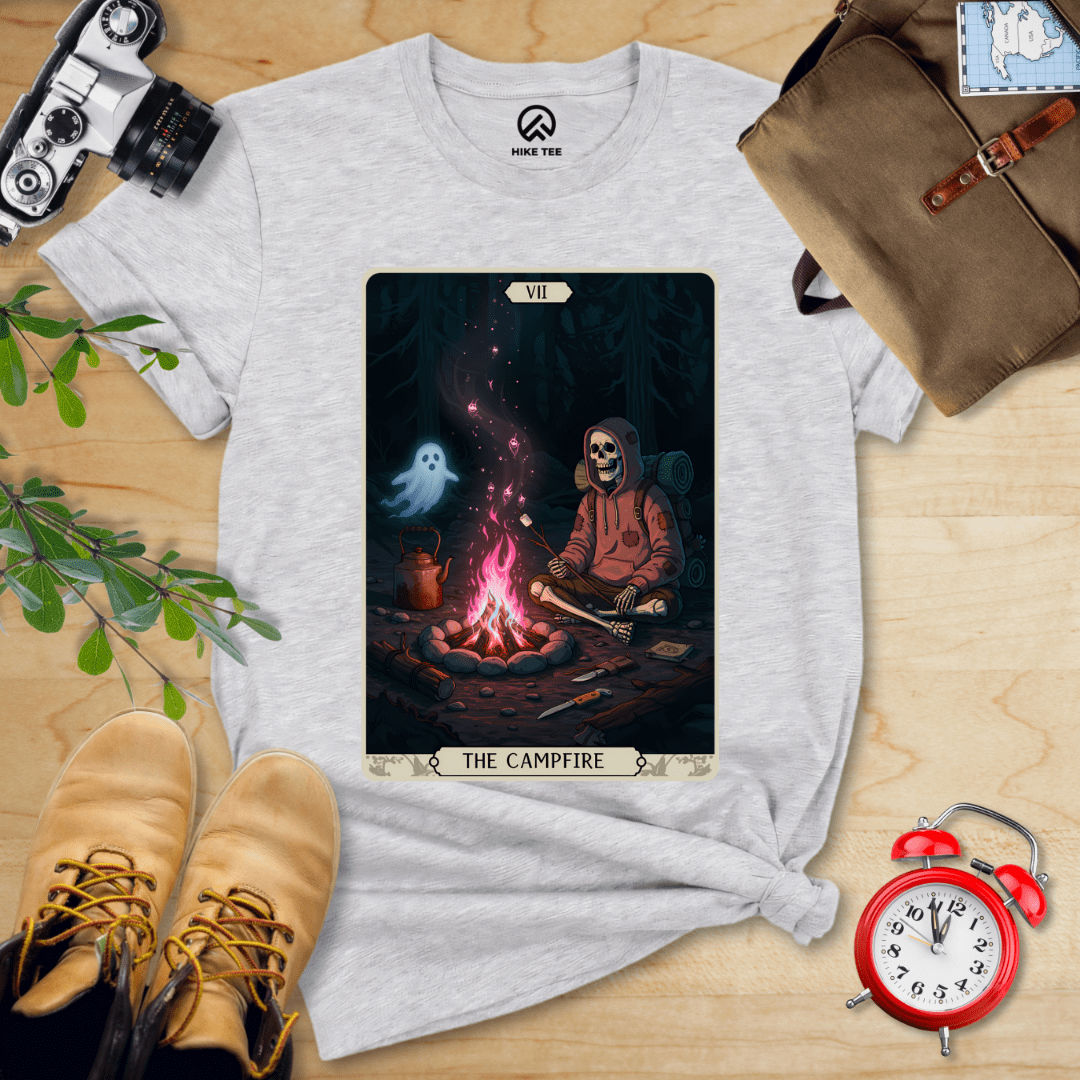 Hike Tee T-Shirt Athletic Heather / S Campfire Tarrot Card Shirt