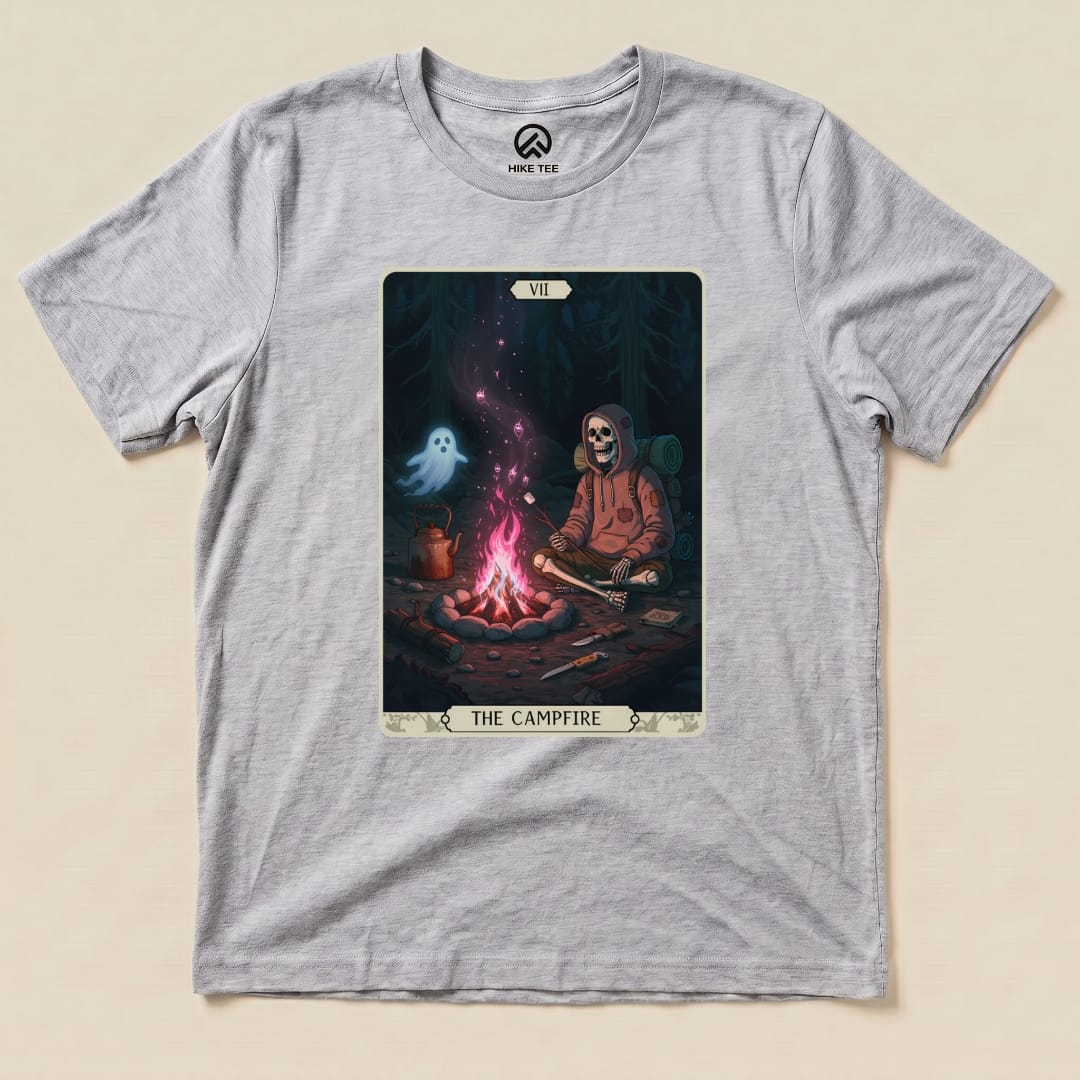 Hike Tee T-Shirt Athletic Heather / S Campfire Tarrot Card Shirt