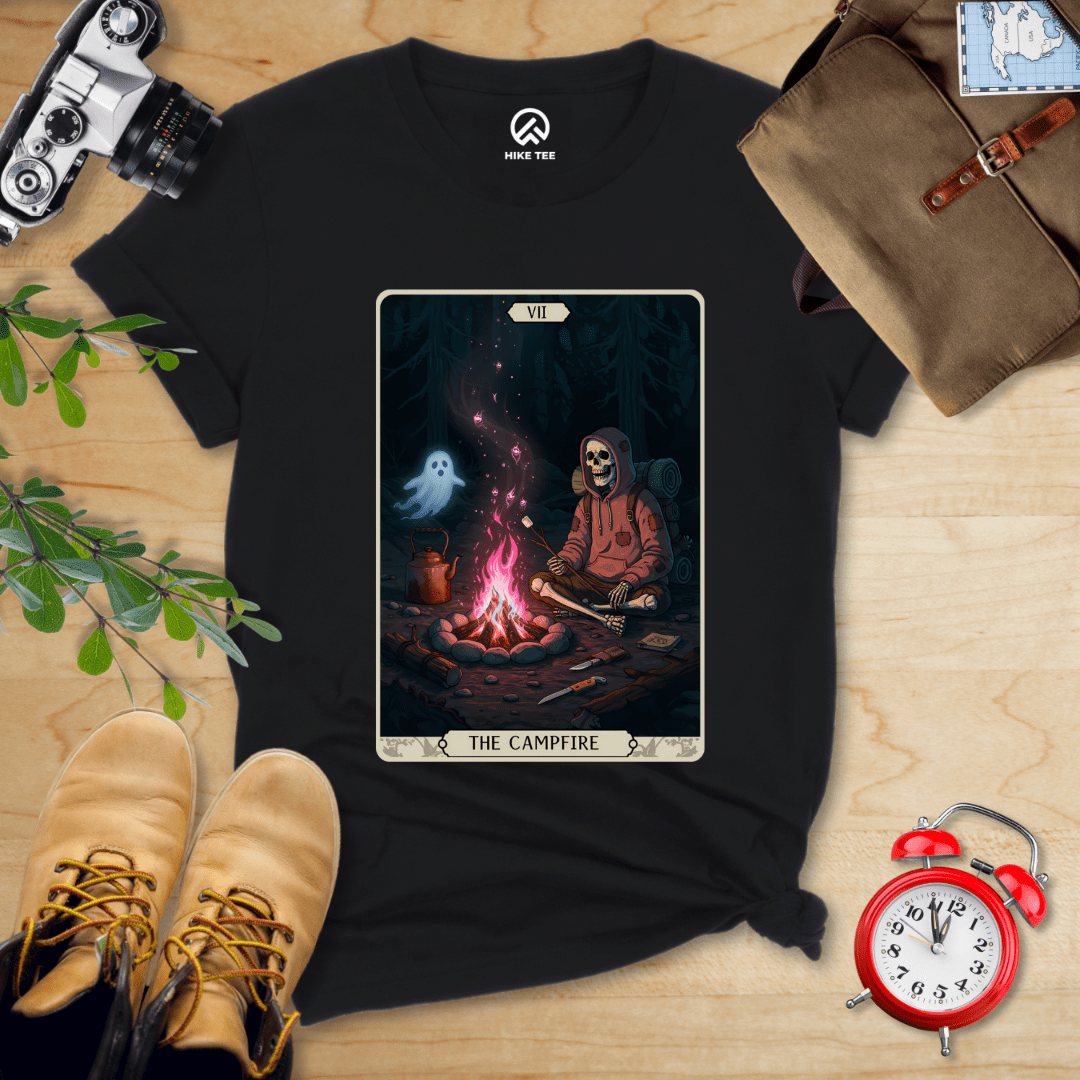 Hike Tee T-Shirt Black / S Campfire Tarrot Card Shirt
