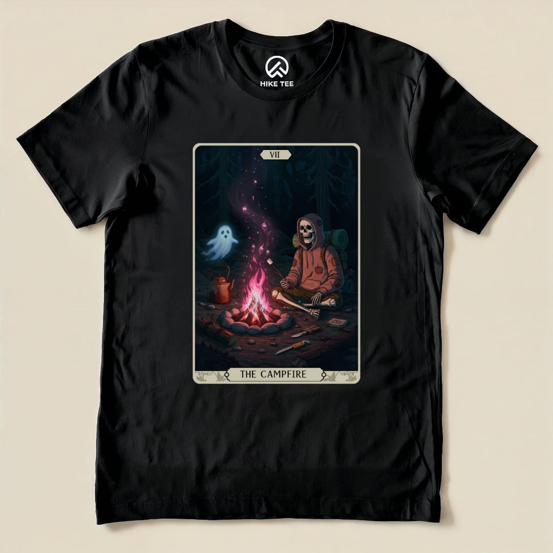 Hike Tee T-Shirt Black / S Campfire Tarrot Card Shirt