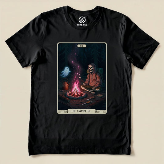 Hike Tee T-Shirt Black / S Campfire Tarrot Card Shirt