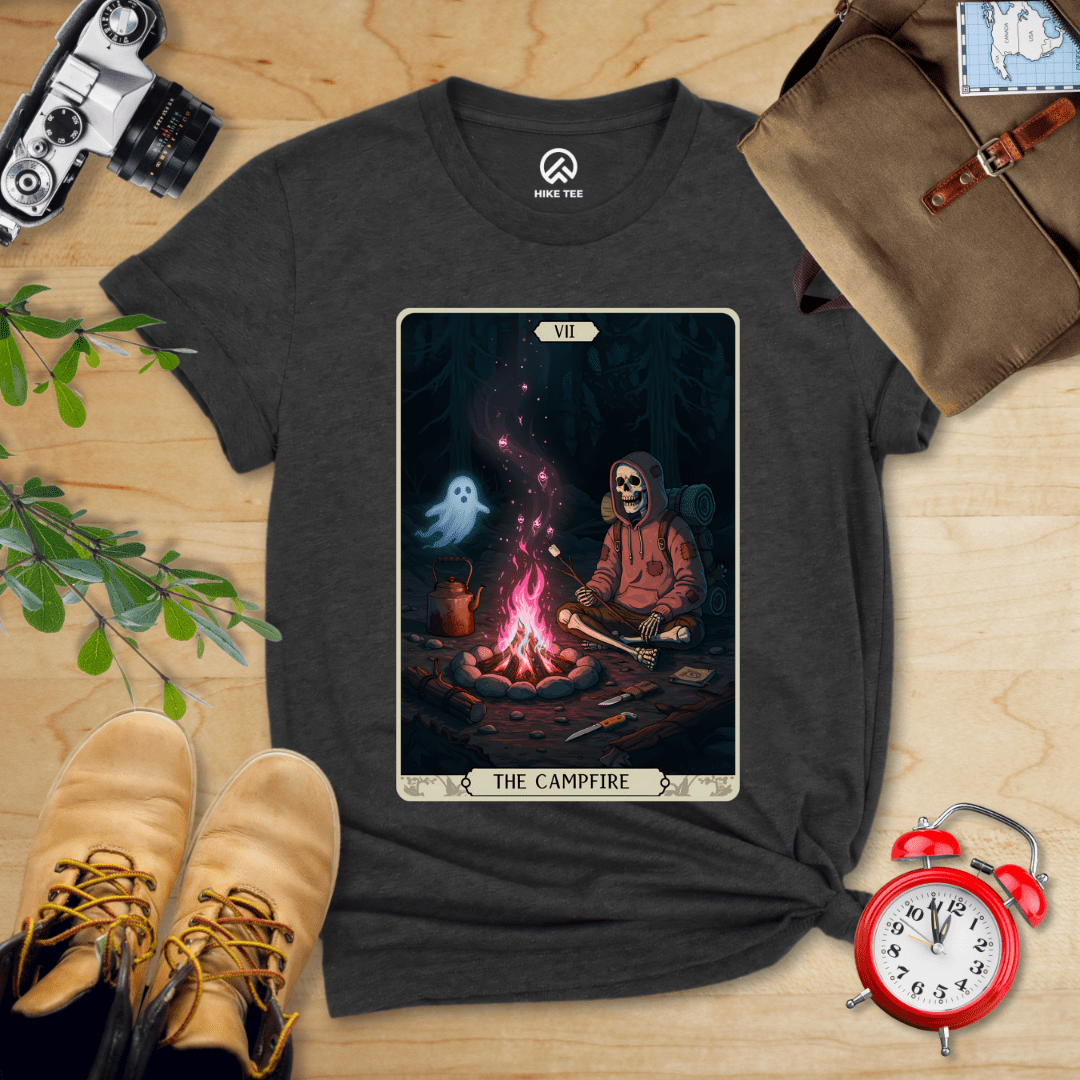 Hike Tee T-Shirt Dark Grey Heather / S Campfire Tarrot Card Shirt