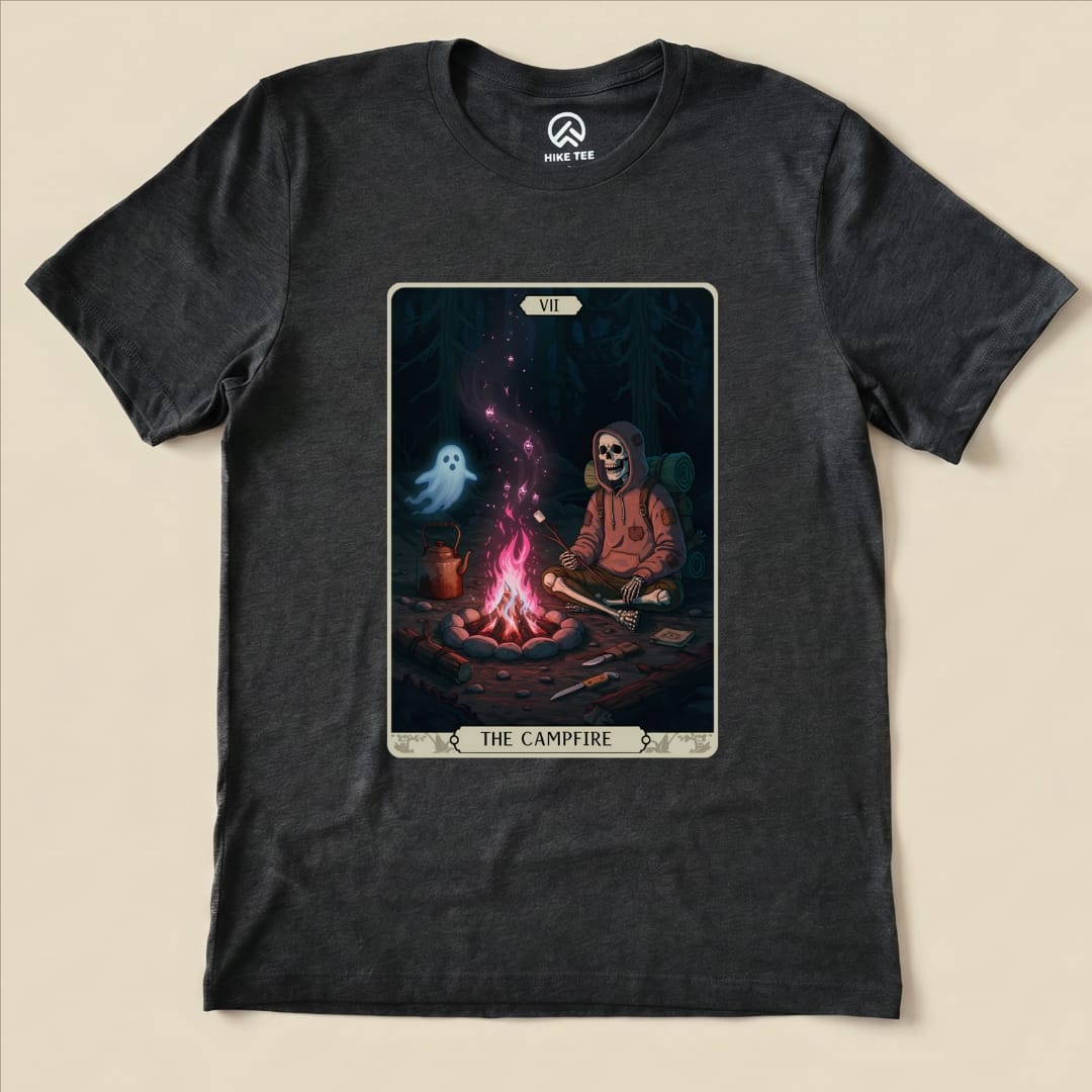 Hike Tee T-Shirt Dark Grey Heather / S Campfire Tarrot Card Shirt