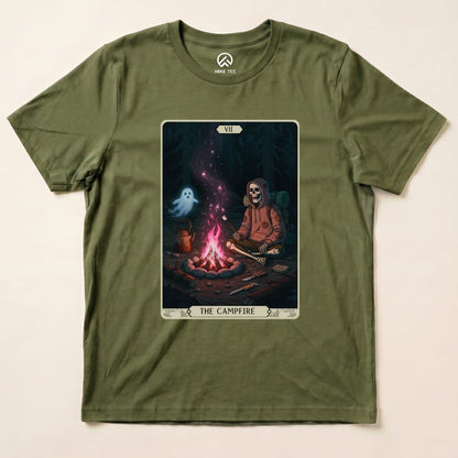 Hike Tee T-Shirt Military Green / S Campfire Tarrot Card Shirt