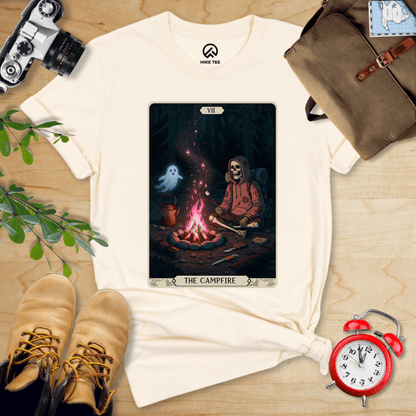 Hike Tee T-Shirt Natural / S Campfire Tarrot Card Shirt