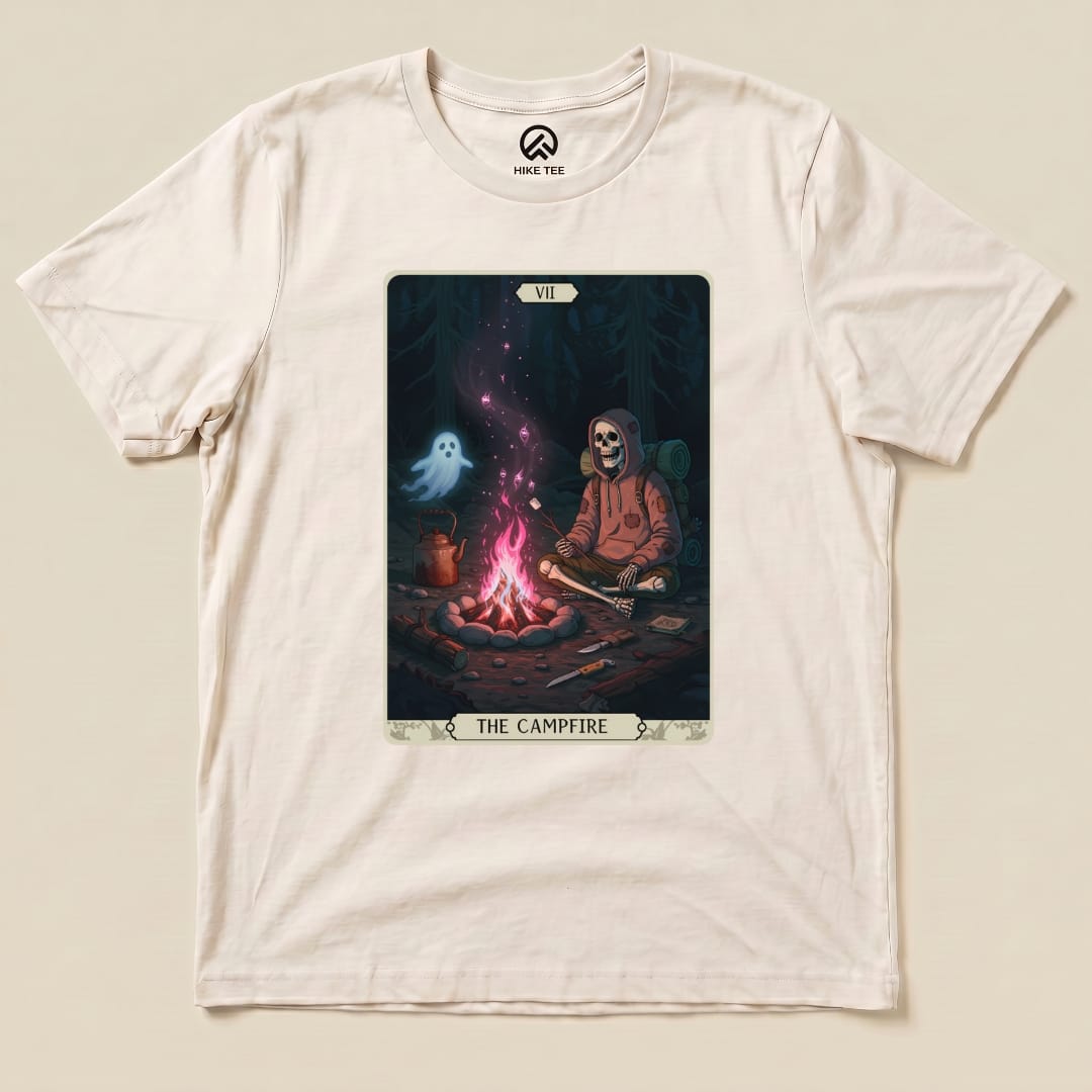 Hike Tee T-Shirt Natural / S Campfire Tarrot Card Shirt