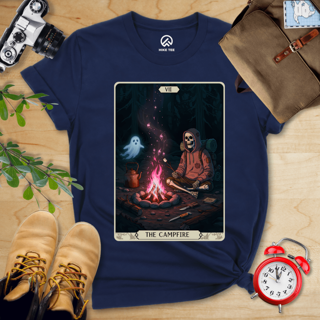 Hike Tee T-Shirt Navy / S Campfire Tarrot Card Shirt