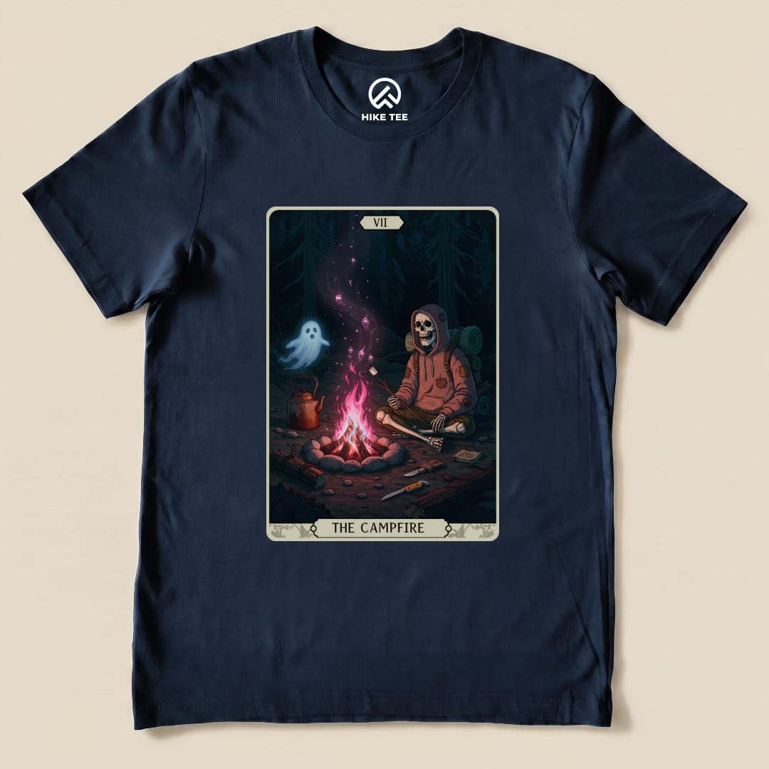 Hike Tee T-Shirt Navy / S Campfire Tarrot Card Shirt