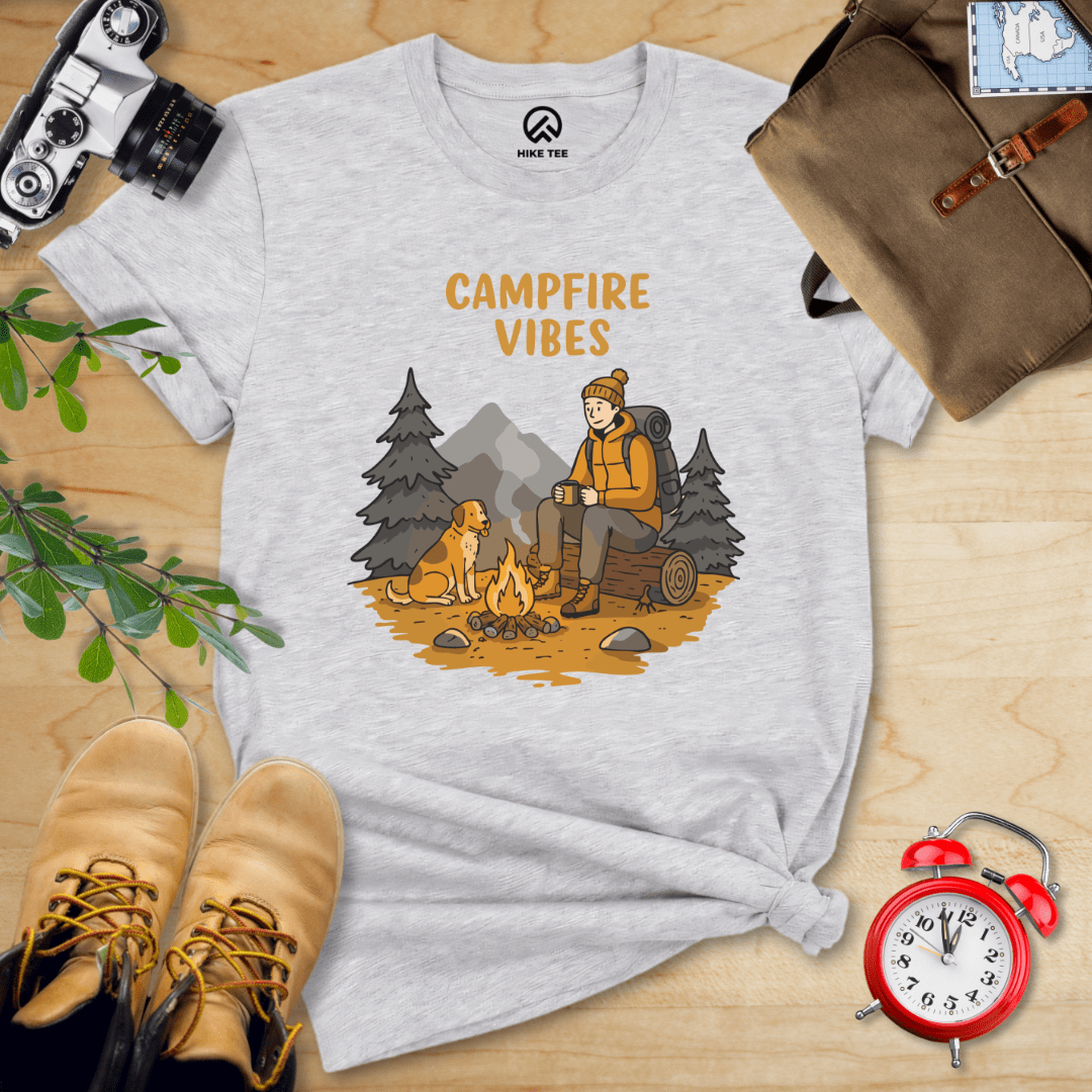 Hike Tee T-Shirt Athletic Heather / S Campfire Vibes Shirt