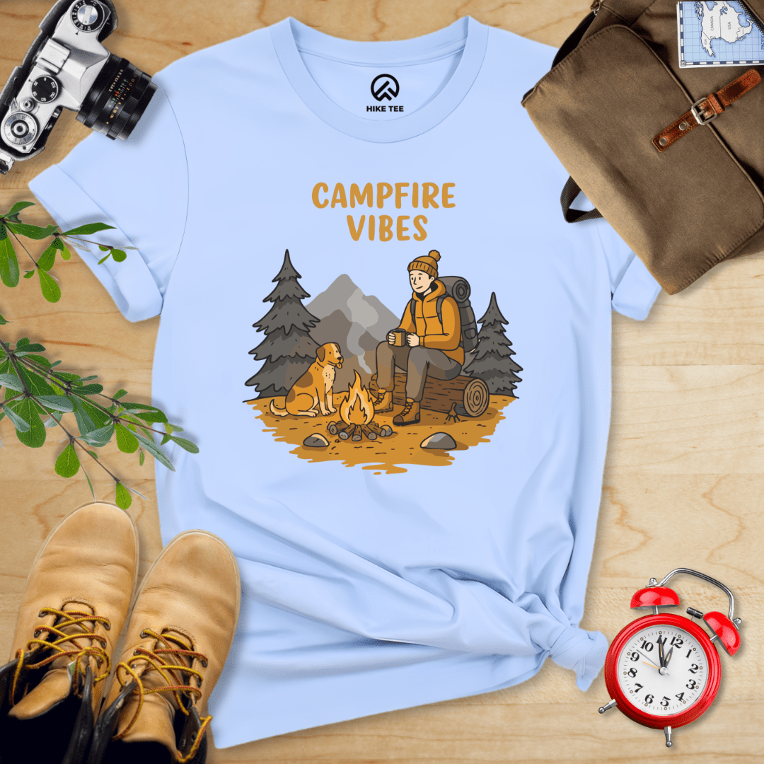 Hike Tee T-Shirt Baby Blue / S Campfire Vibes Shirt