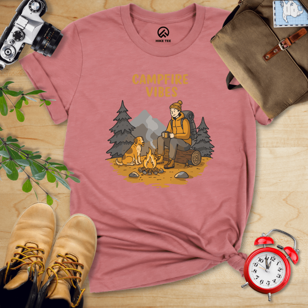Hike Tee T-Shirt Heather Mauve / S Campfire Vibes Shirt