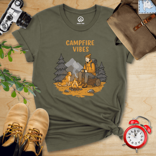Hike Tee T-Shirt Military Green / S Campfire Vibes Shirt