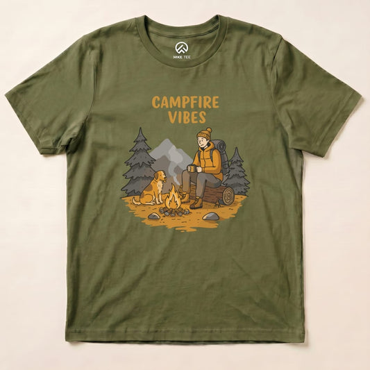Campfire Vibes Shirt Hike Tee T-Shirt Military Green / S