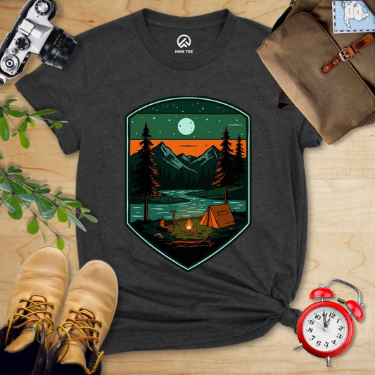 Hike Tee T-Shirt Dark Grey Heather / S Camping At Night Shirt