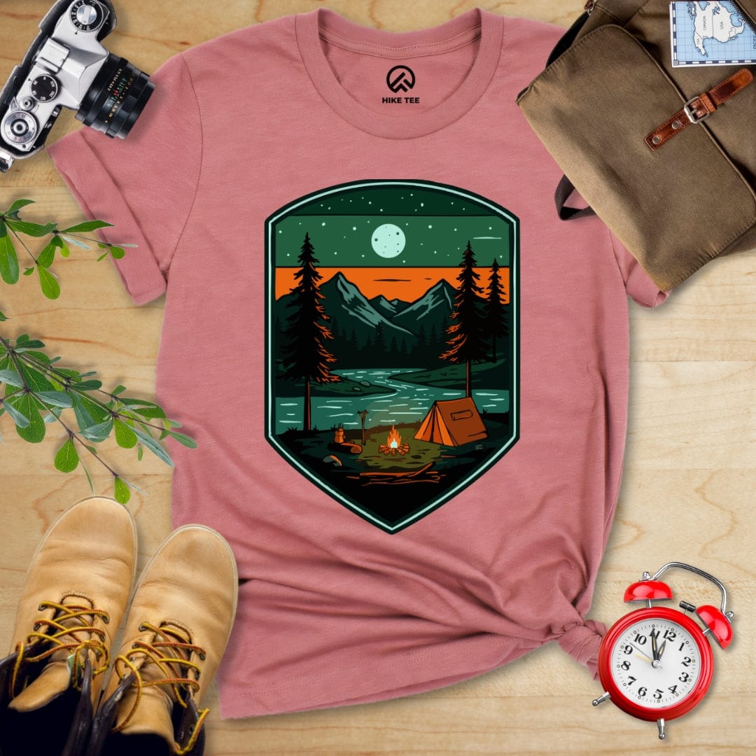 Hike Tee T-Shirt Heather Mauve / S Camping At Night Shirt