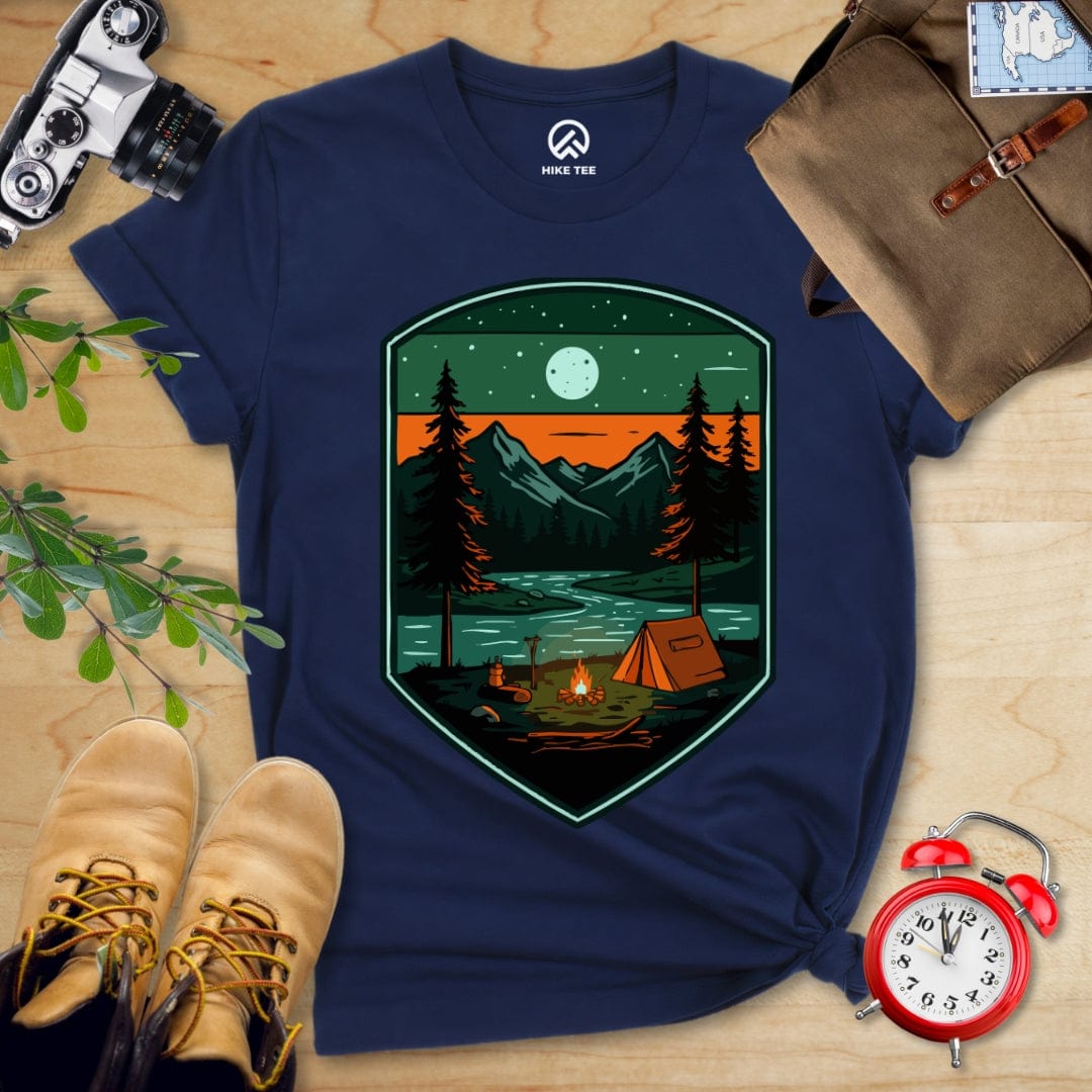 Hike Tee T-Shirt Navy / S Camping At Night Shirt