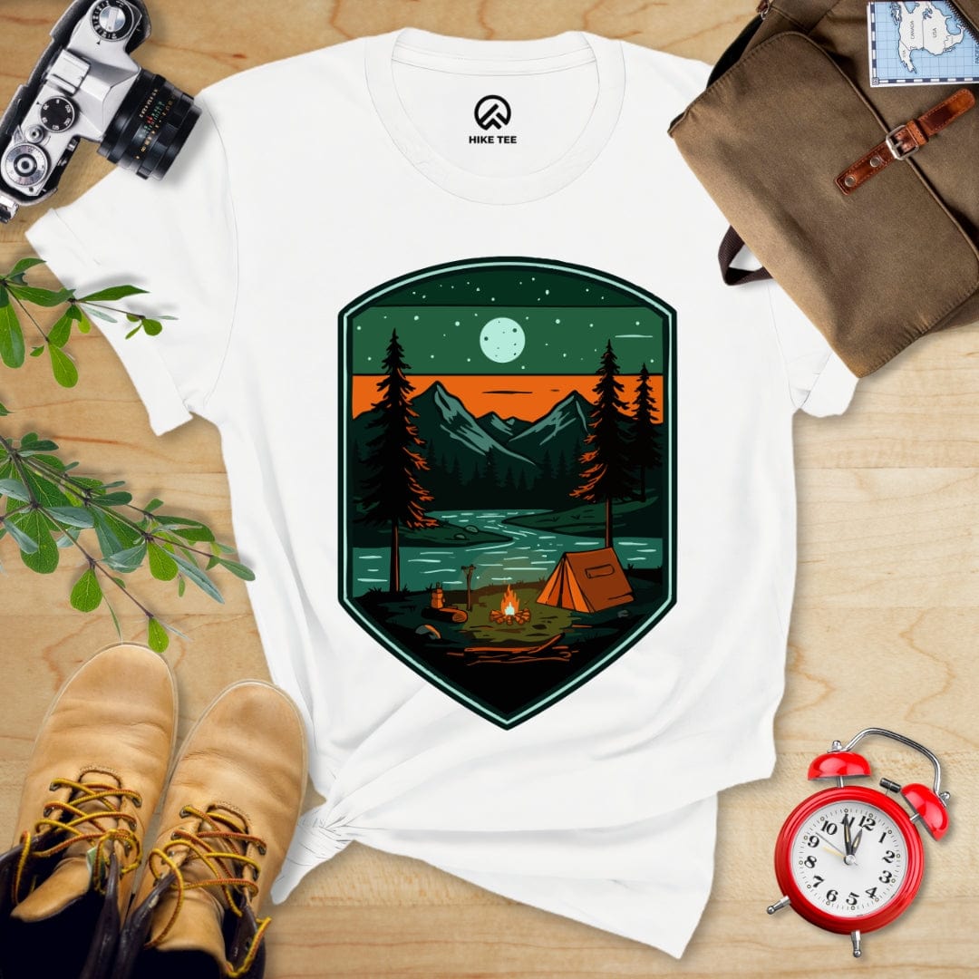 Hike Tee T-Shirt White / S Camping At Night Shirt