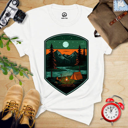 Hike Tee T-Shirt White / S Camping At Night Shirt