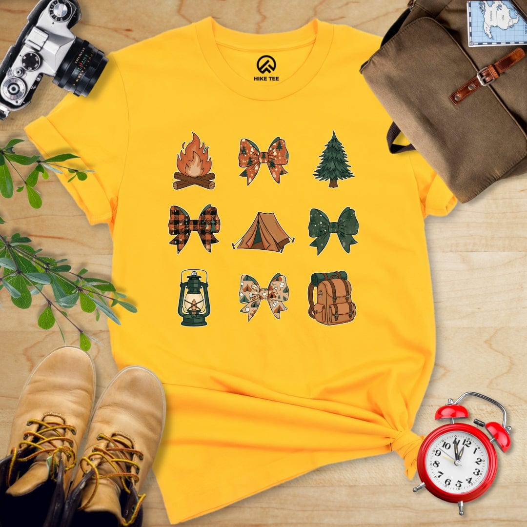 Hike Tee T-Shirt Gold / S Camping Bows Shirt