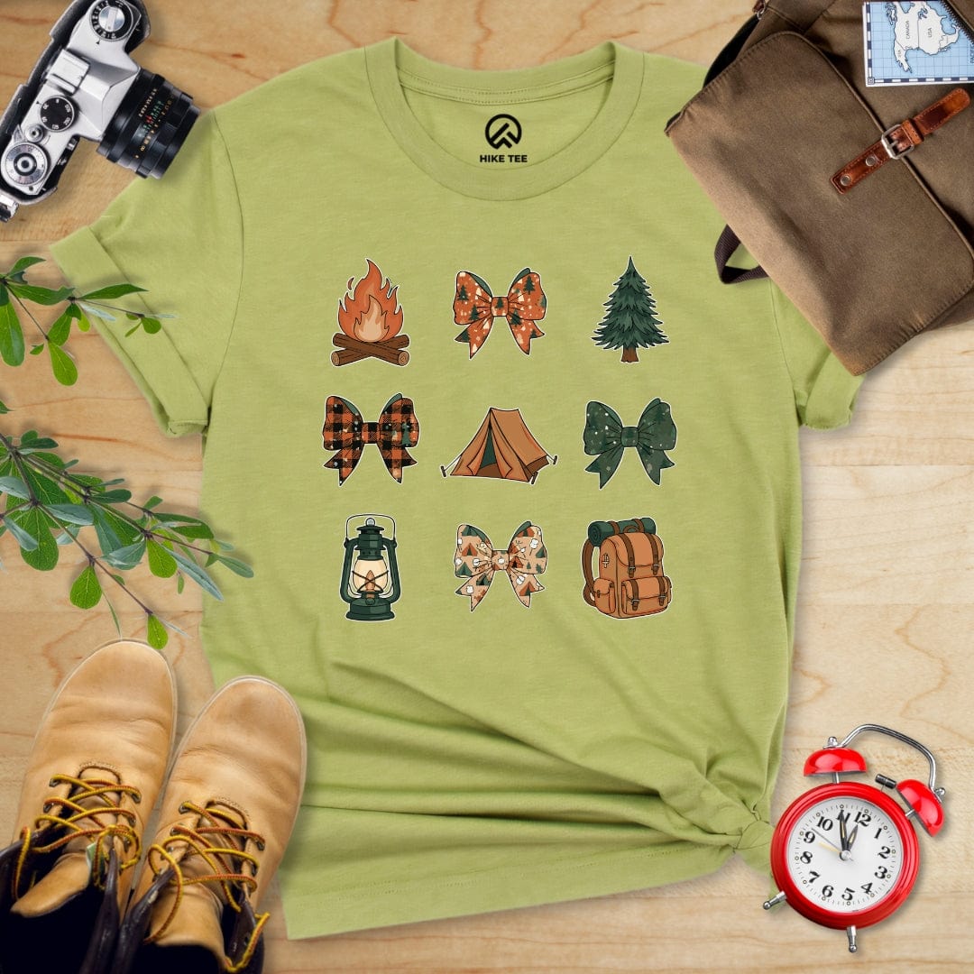 Hike Tee T-Shirt Heather Green / S Camping Bows Shirt