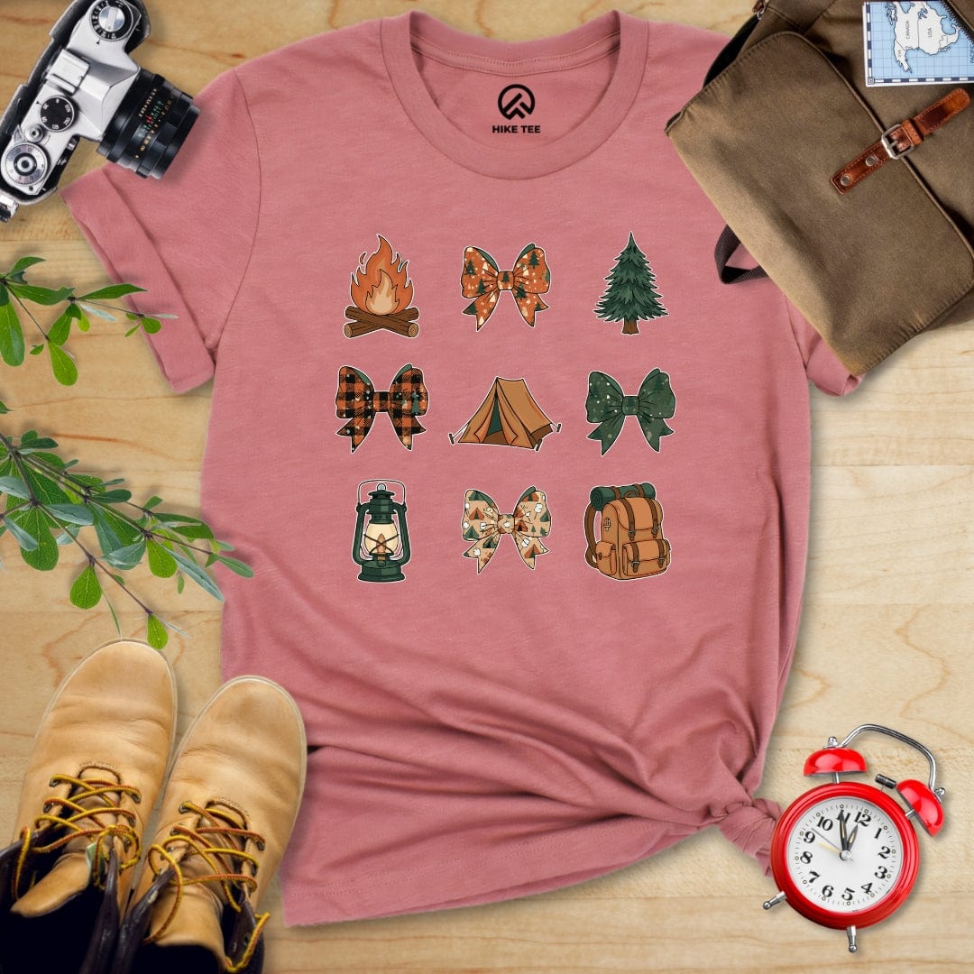 Hike Tee T-Shirt Heather Mauve / S Camping Bows Shirt