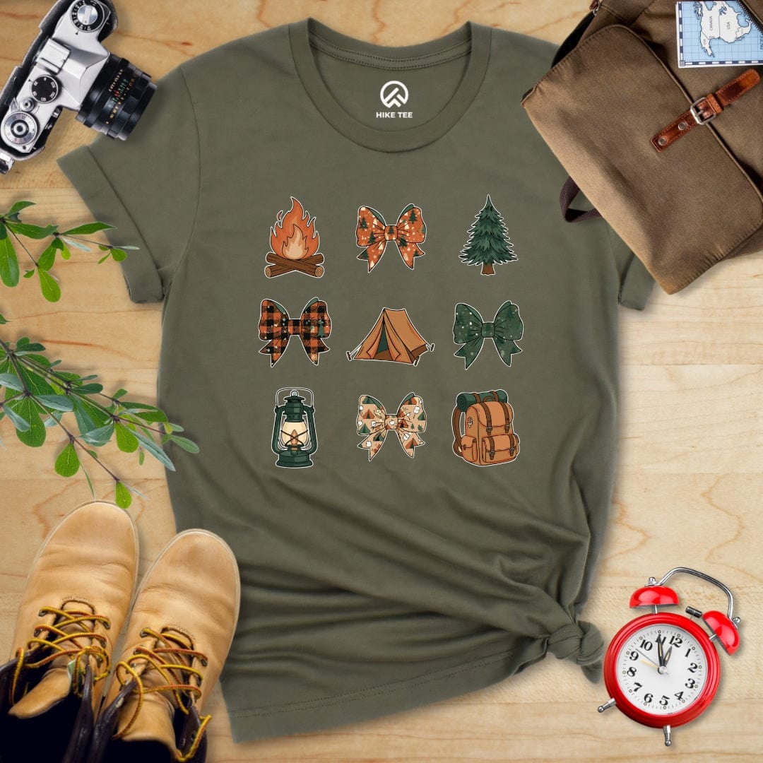 Hike Tee T-Shirt Military Green / S Camping Bows Shirt