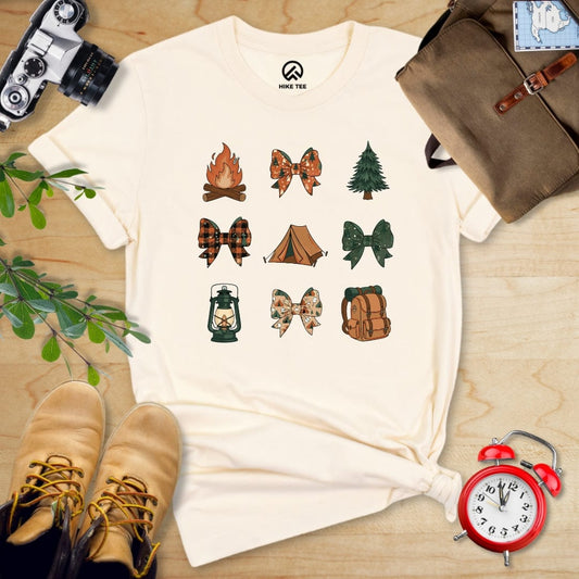 Hike Tee T-Shirt Natural / S Camping Bows Shirt