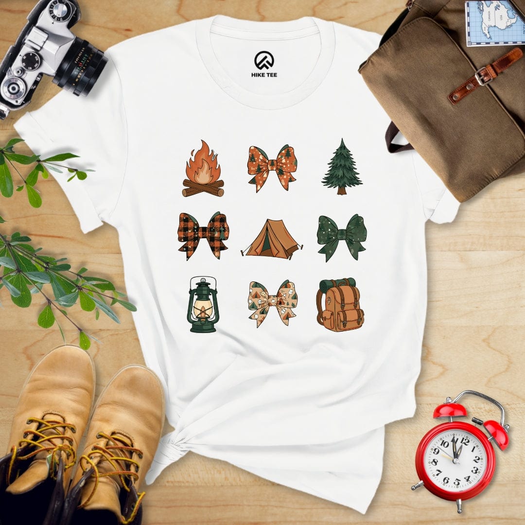 Hike Tee T-Shirt White / S Camping Bows Shirt