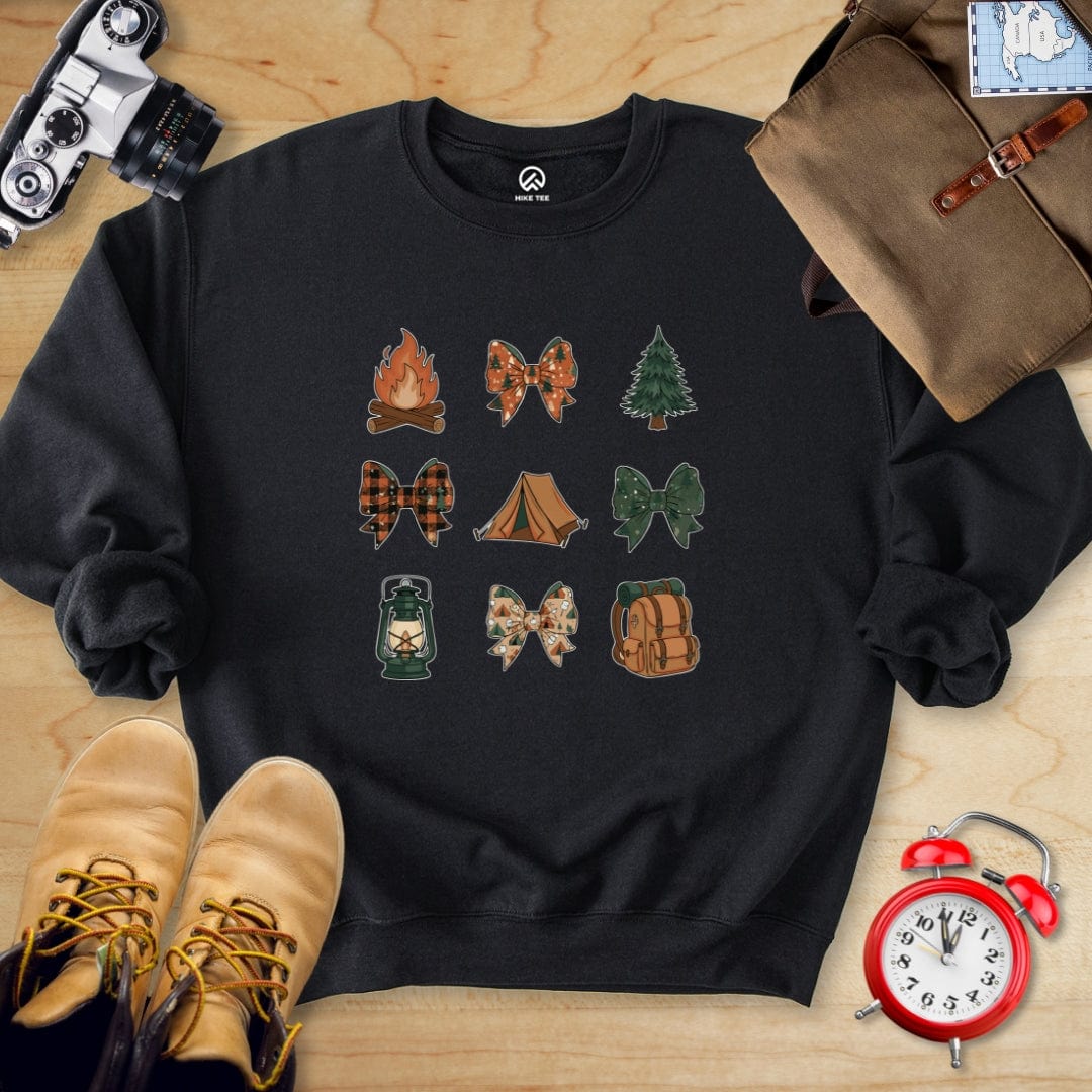 Hike Tee Sweatshirt Black / S Camping Bows Sweatshirt