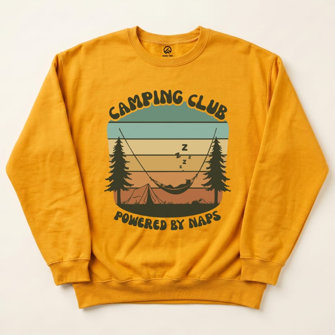 Camping Club Sweatshirt Hike Tee Sweatshirt Gold / S