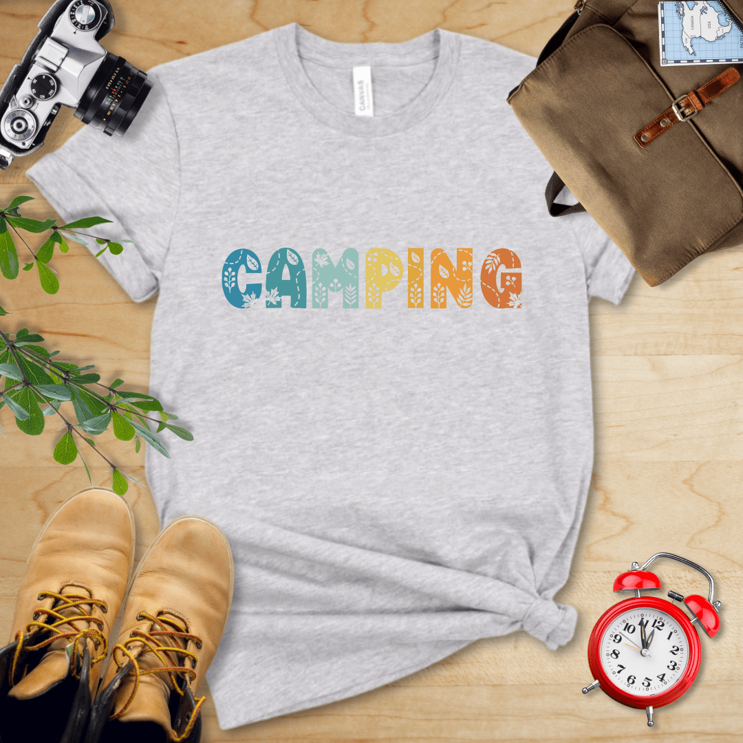 Printify T-Shirt Athletic Heather / S Camping Floral Shirt