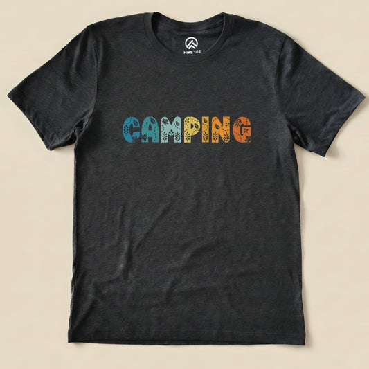 Camping Floral Shirt Hike Tee T-Shirt Dark Grey Heather / S