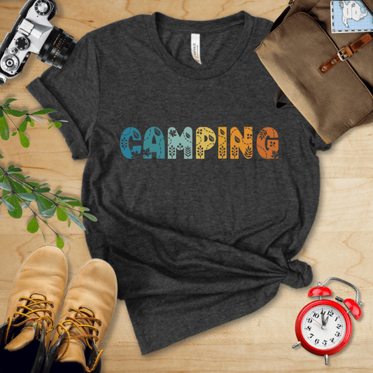 Printify T-Shirt Dark Grey Heather / S Camping Floral Shirt