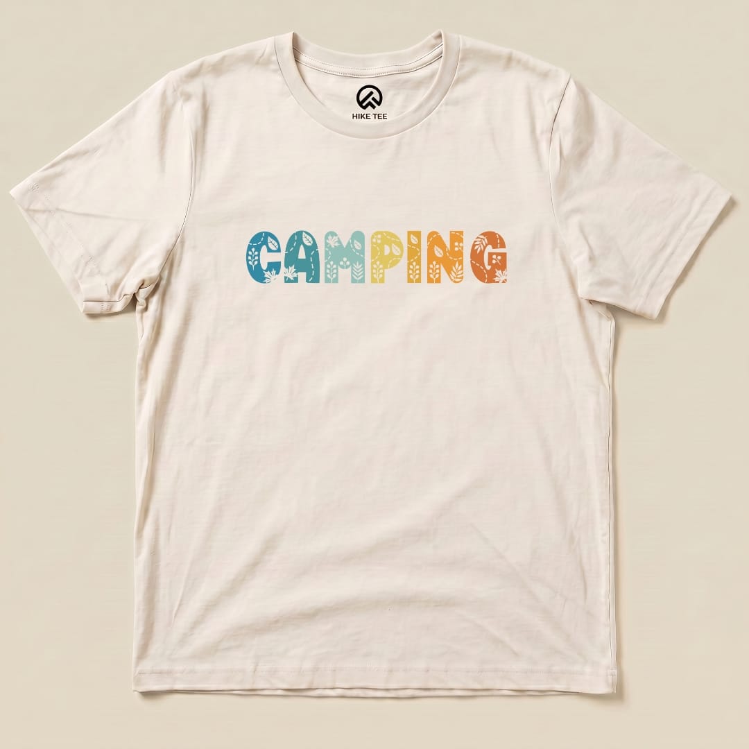 Camping Floral Shirt Hike Tee T-Shirt Natural / S