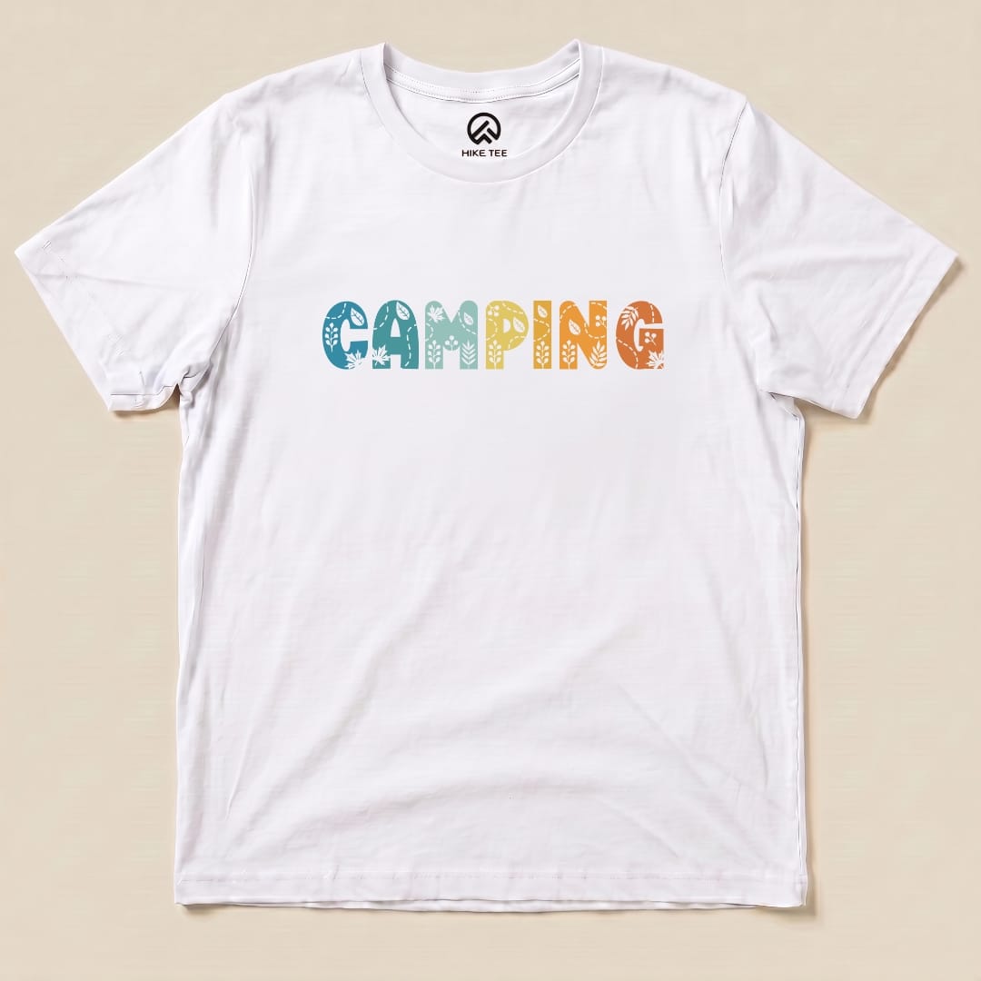 Camping Floral Shirt Hike Tee T-Shirt White / S