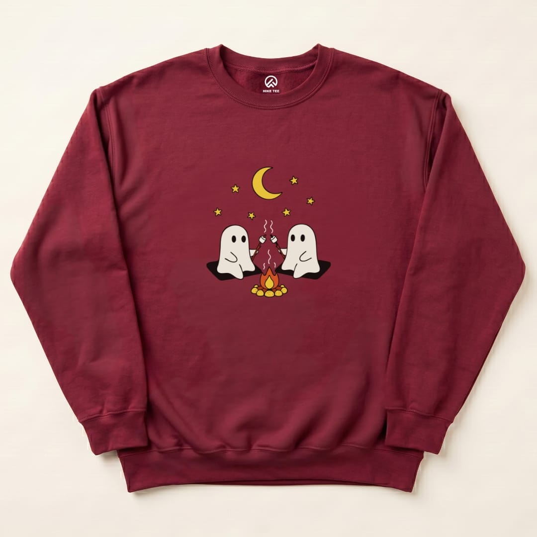 Camping Ghosts Sweatshirt Hike Tee Sweatshirt Maroon / S