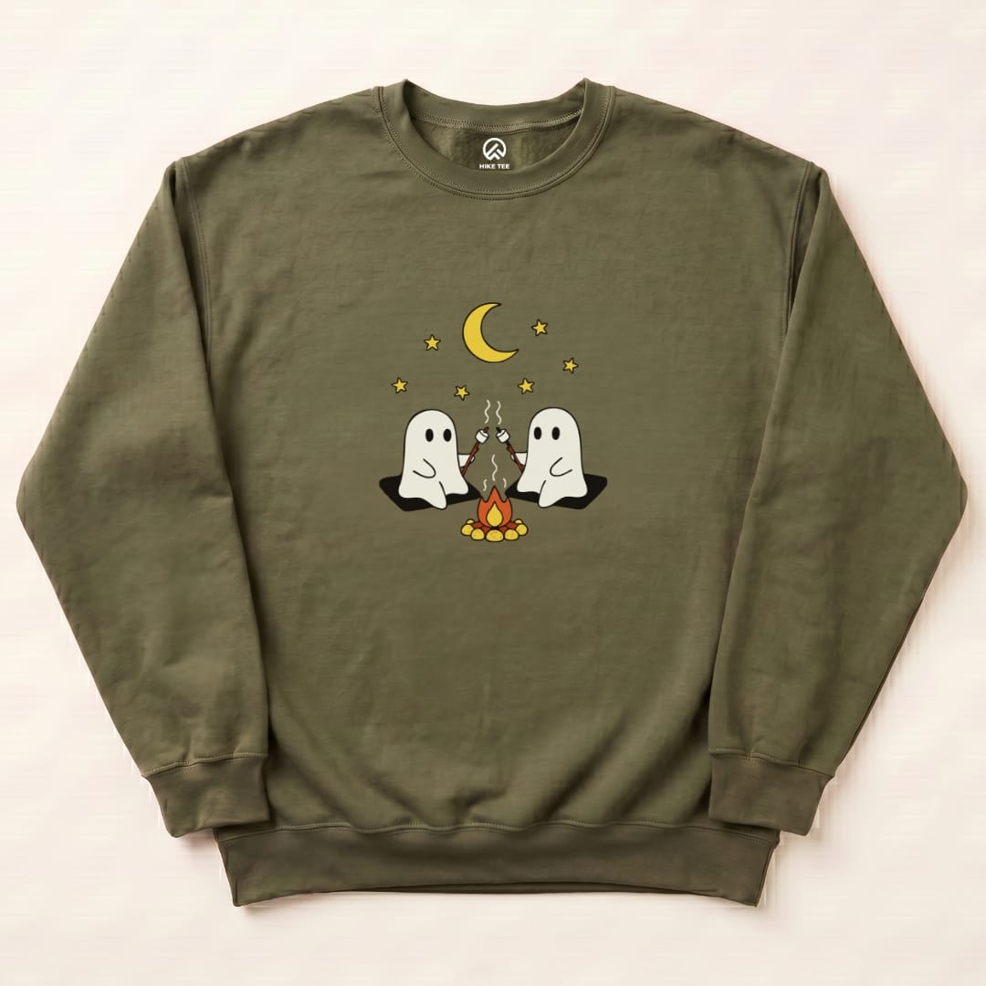 Camping Ghosts Sweatshirt Hike Tee Sweatshirt Military Green / S